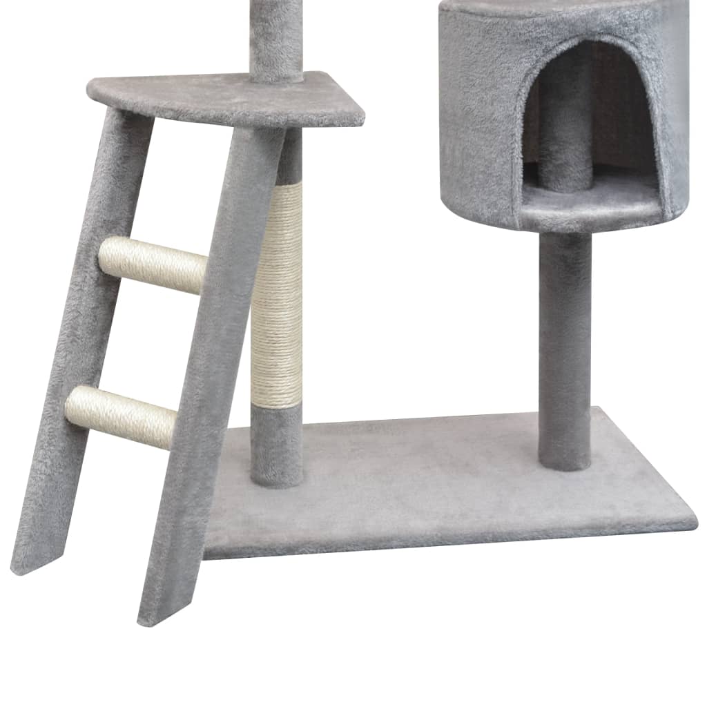 Arbre à chat en bois avec niche avec hamac – Gris – 150 cm – vue 3