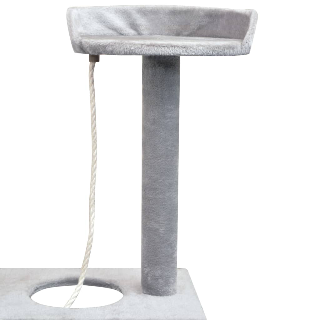 Arbre à chat en bois avec niche avec hamac – Gris – 150 cm – vue 4