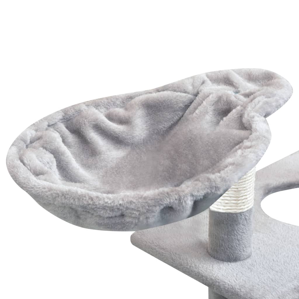 Arbre à chat en bois avec niche avec hamac – Gris – 150 cm – vue 5