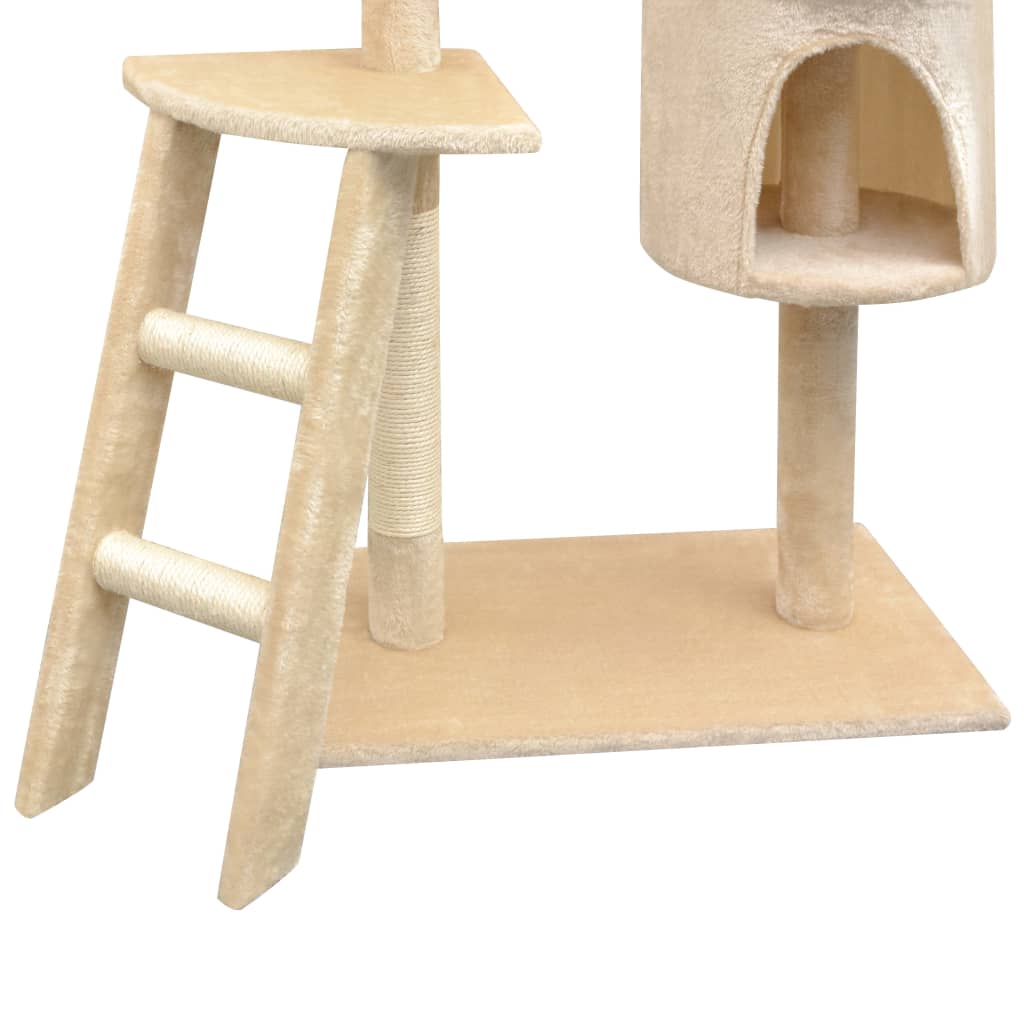 Arbre à chat en bois avec niche avec hamac – Beige – 150 cm – vue 3
