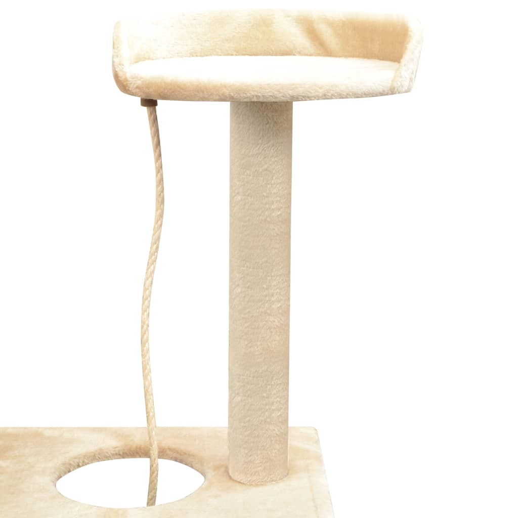 Arbre à chat en bois avec niche avec hamac – Beige – 150 cm – vue 4