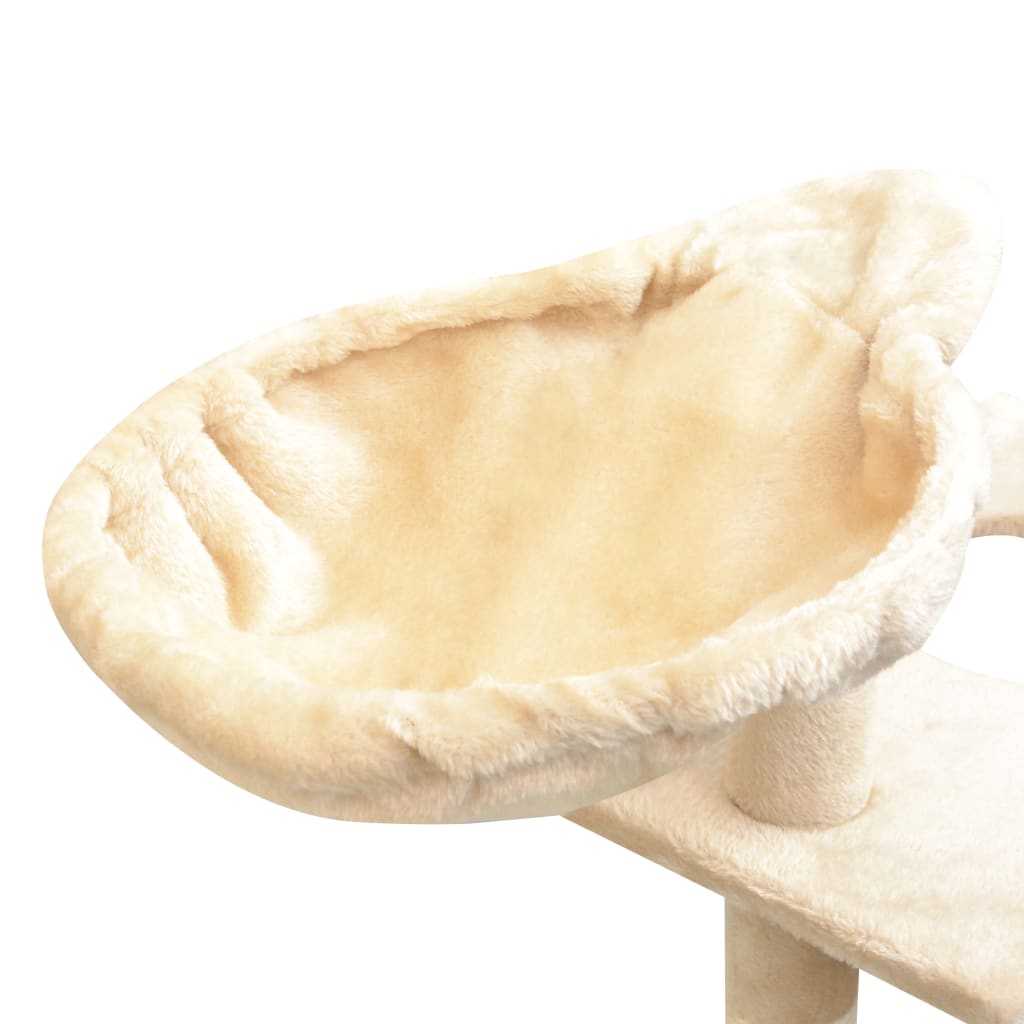 Arbre à chat en bois avec niche avec hamac – Beige – 150 cm – vue 5