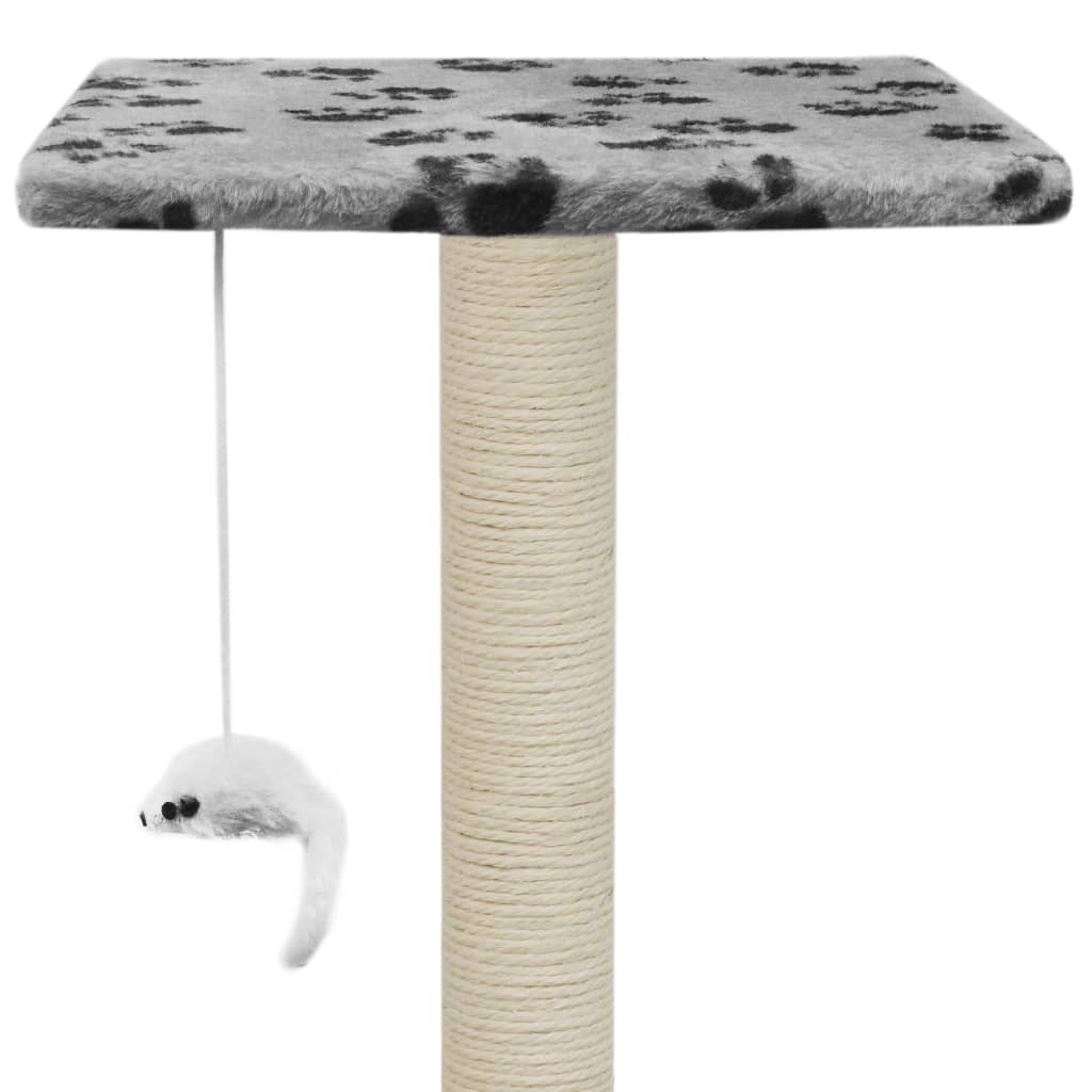Petit arbre à chat en bois avec niche – Gris avec empreinte de patte – 95 cm – vue 7