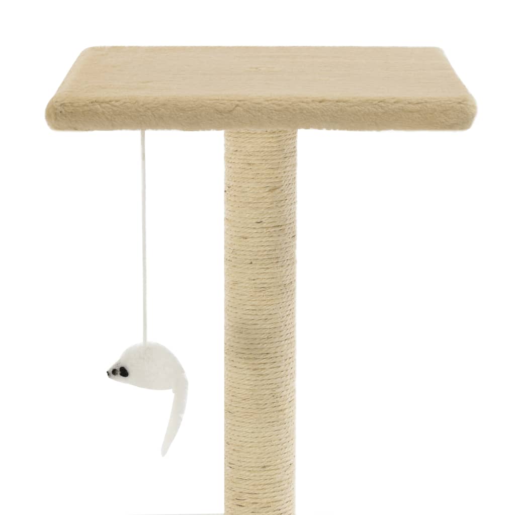 Petit arbre à chat en bois avec niche avec panier – Beige – 95 cm – vue 6