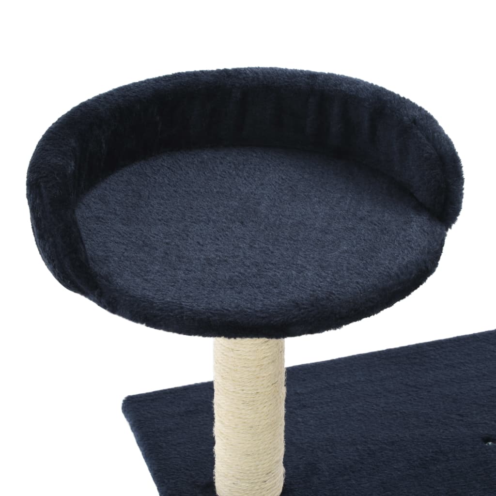 Petit arbre à chat en bois avec niche avec panier – Bleu foncé – 95 cm – vue 5