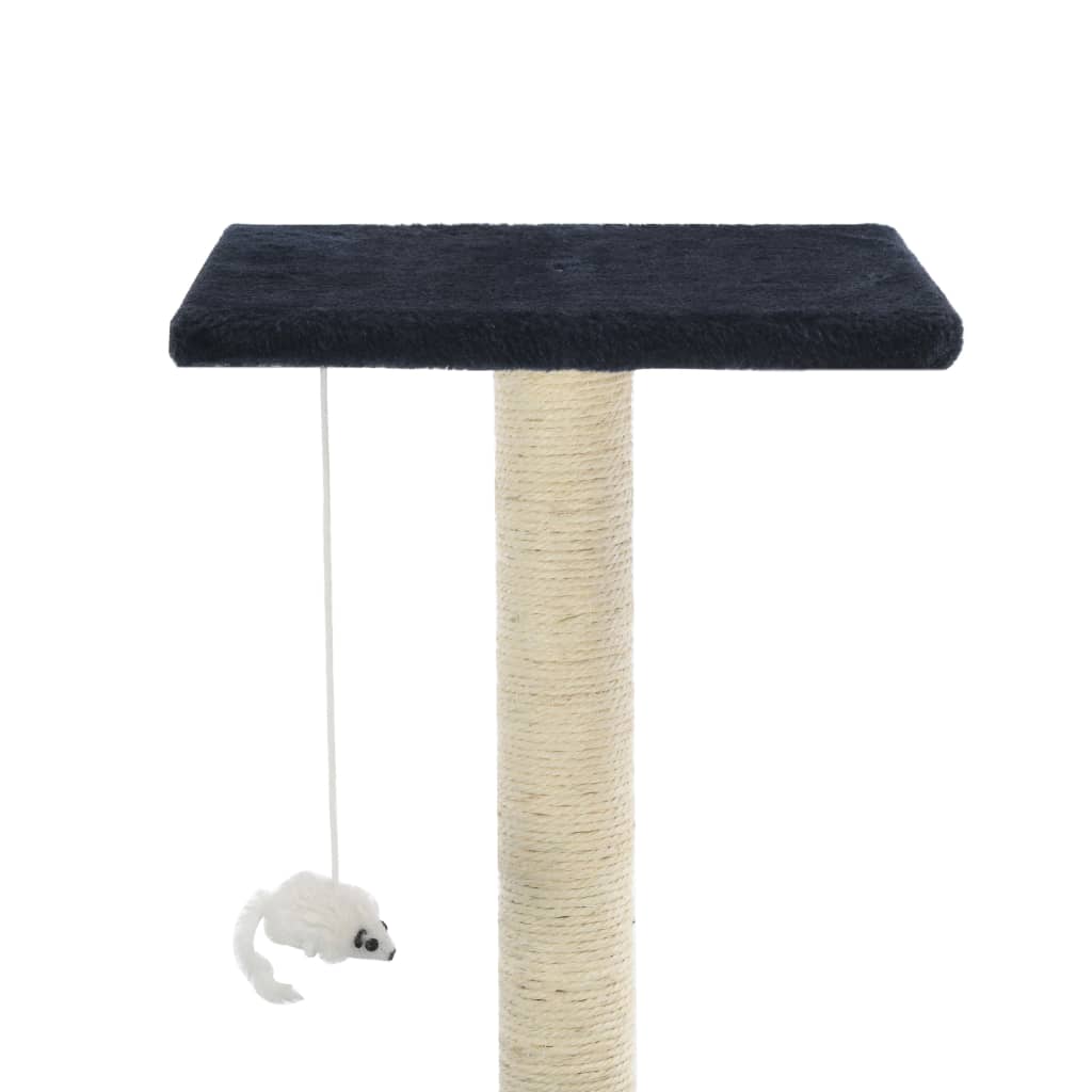 Petit arbre à chat en bois avec niche avec panier – Bleu foncé – 95 cm – vue 6