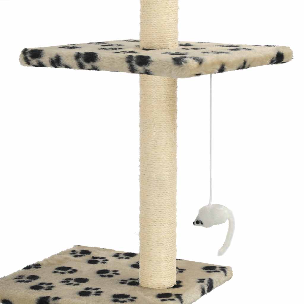 Arbre à chat XXL en bois avec niche – Beige avec empreinte de patte – 260 cm – vue 4