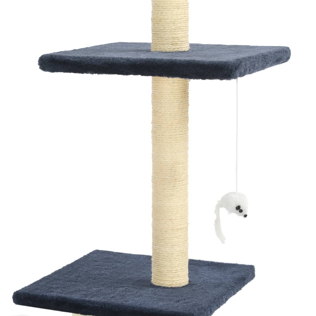 Arbre à chat XXL en bois avec niche avec panier – Bleu foncé – 260 cm – vue 4