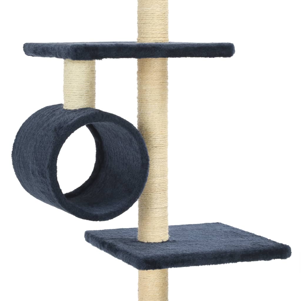Arbre à chat XXL en bois avec niche avec panier – Bleu foncé – 260 cm – vue 5