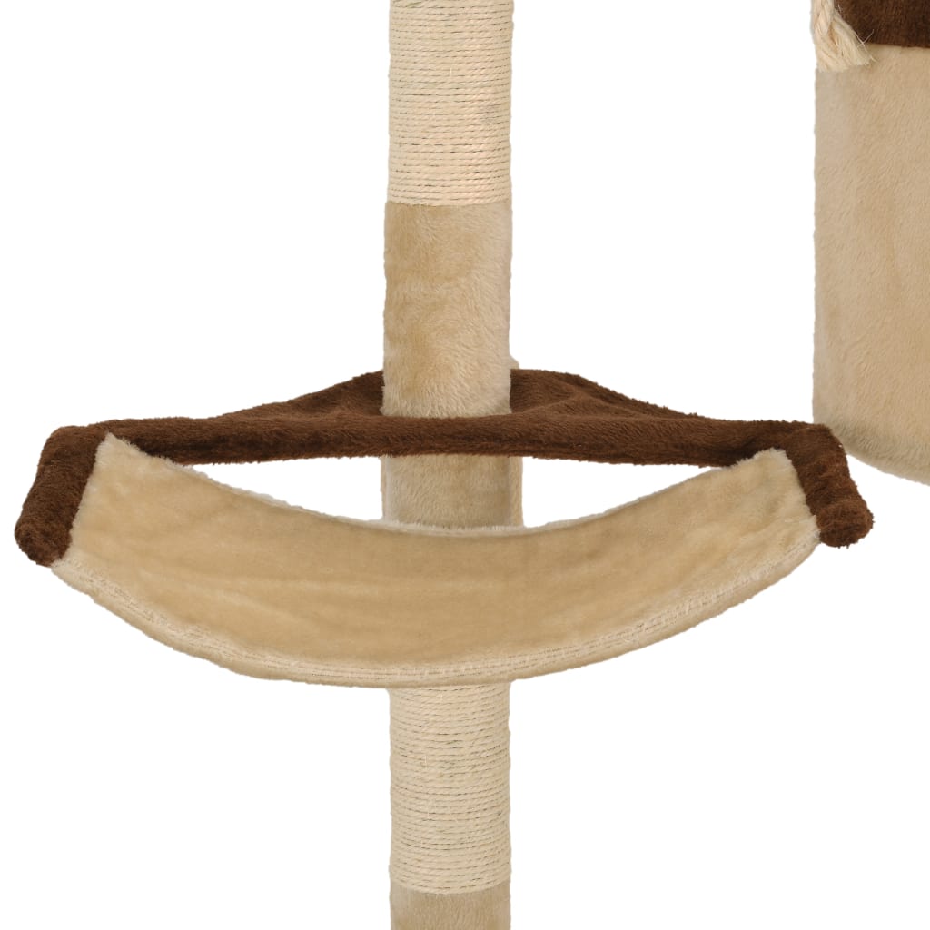 Arbre à chat mural en bois avec niche avec panier – Beige et marron – 194 cm – vue 8