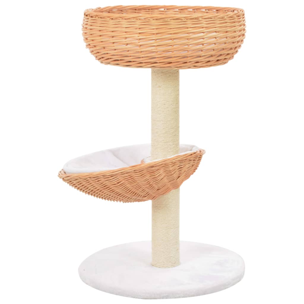 Petit arbre à chat en bois de saule avec 2 paniers – Naturel – 68 cm – vue 2