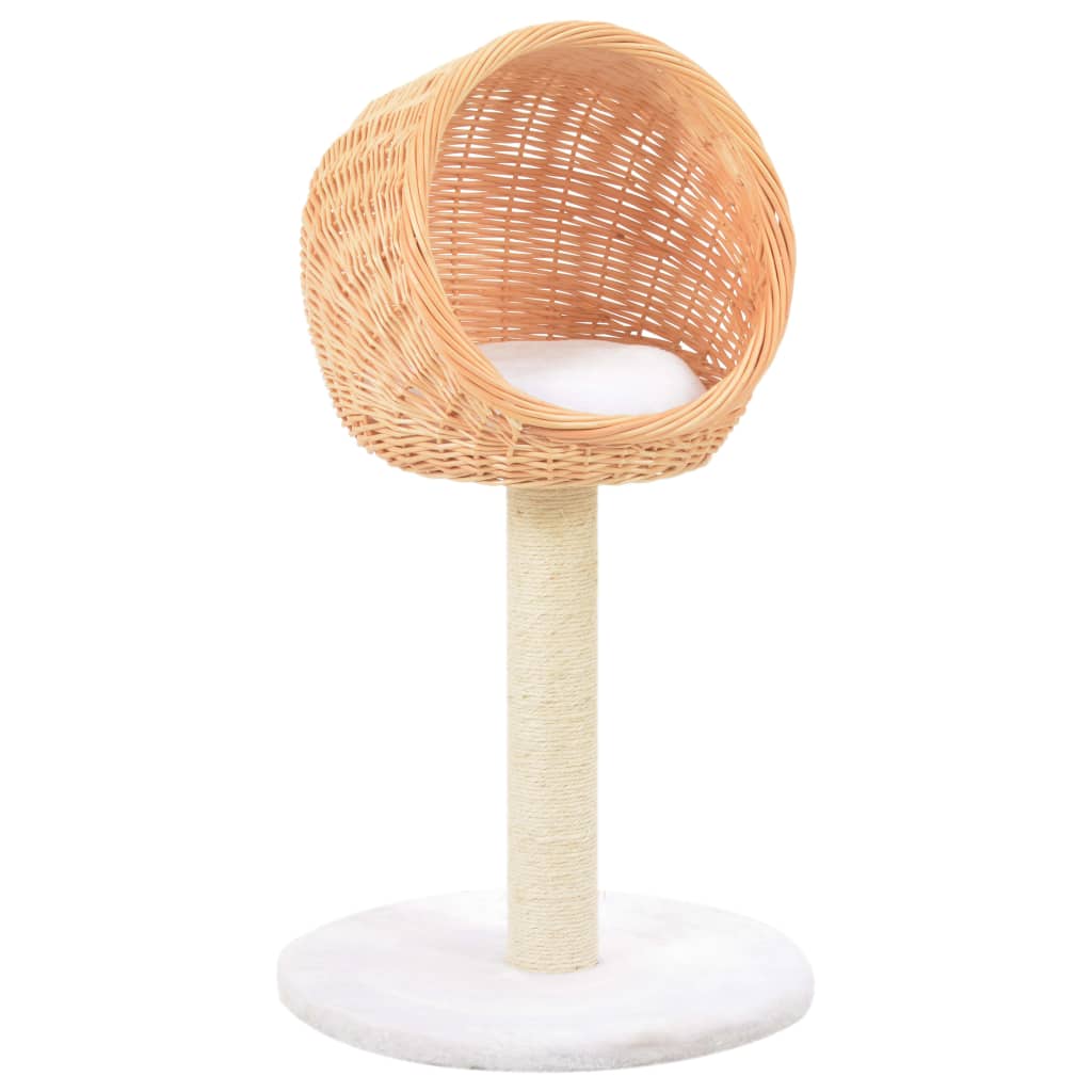 Petit arbre à chat en bois de saule avec 1 paniers – Naturel – 73 cm