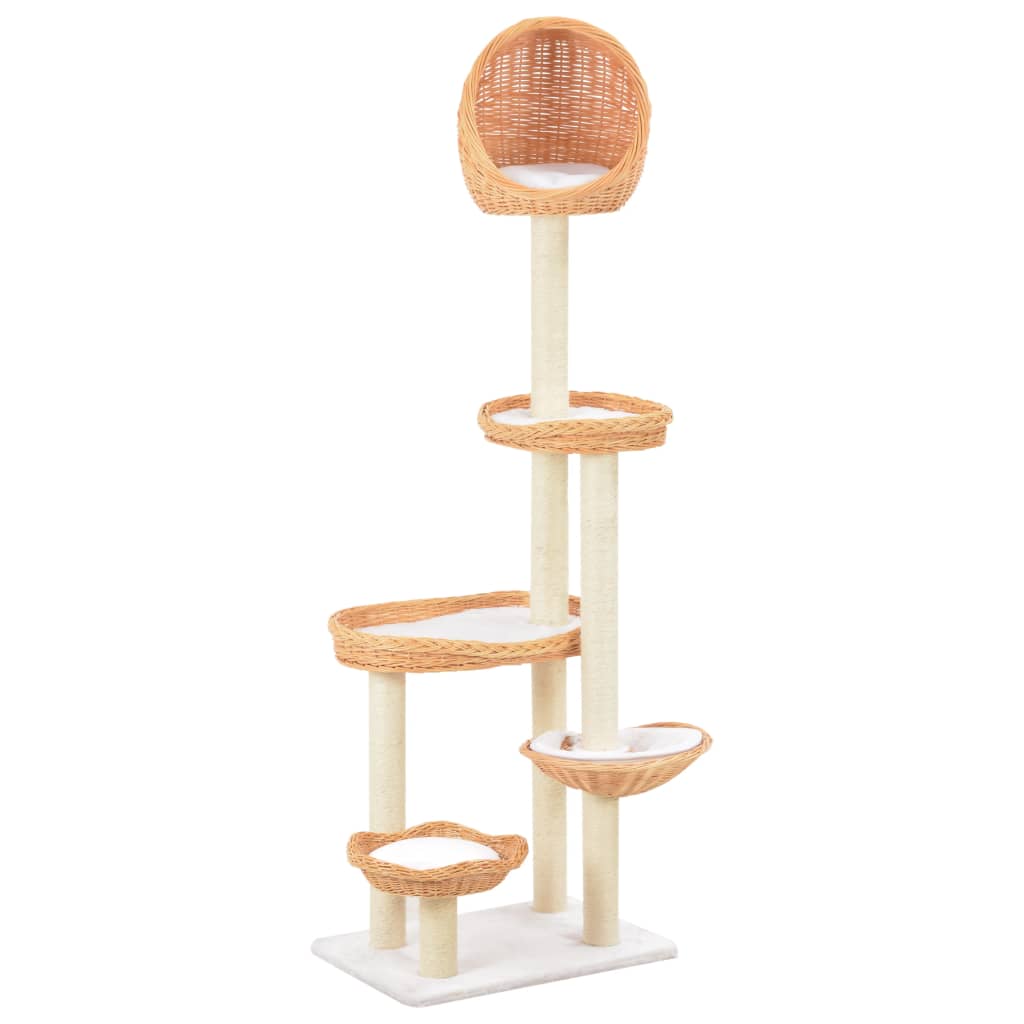 Arbre à chat en bois de saule avec 5 paniers – Naturel – 172 cm
