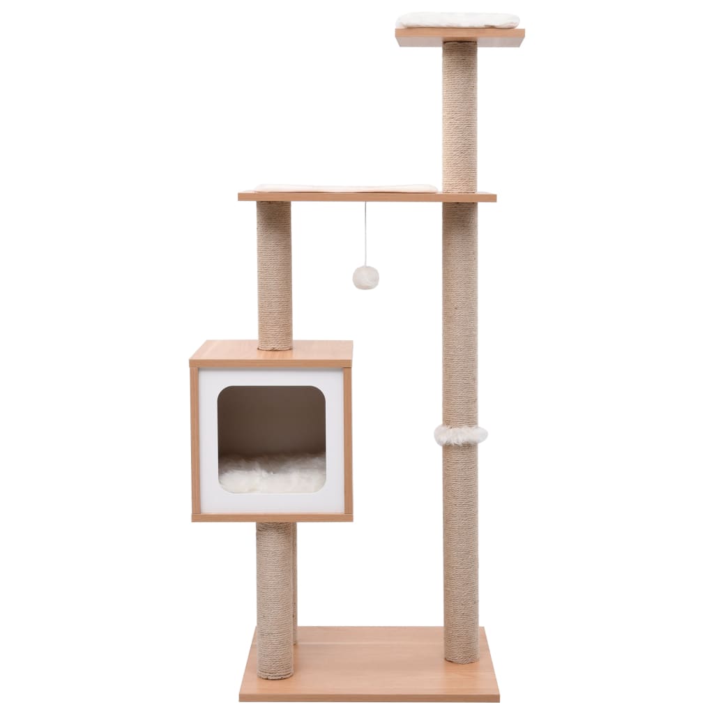 Arbre à chat en bois avec niche – Marron – vue 2