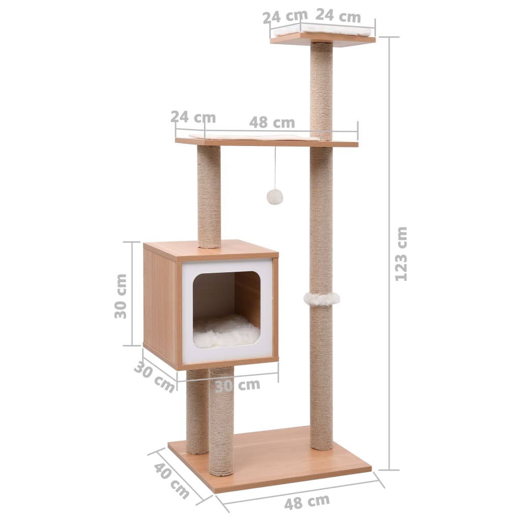 Arbre à chat en bois avec niche – Marron – vue 8