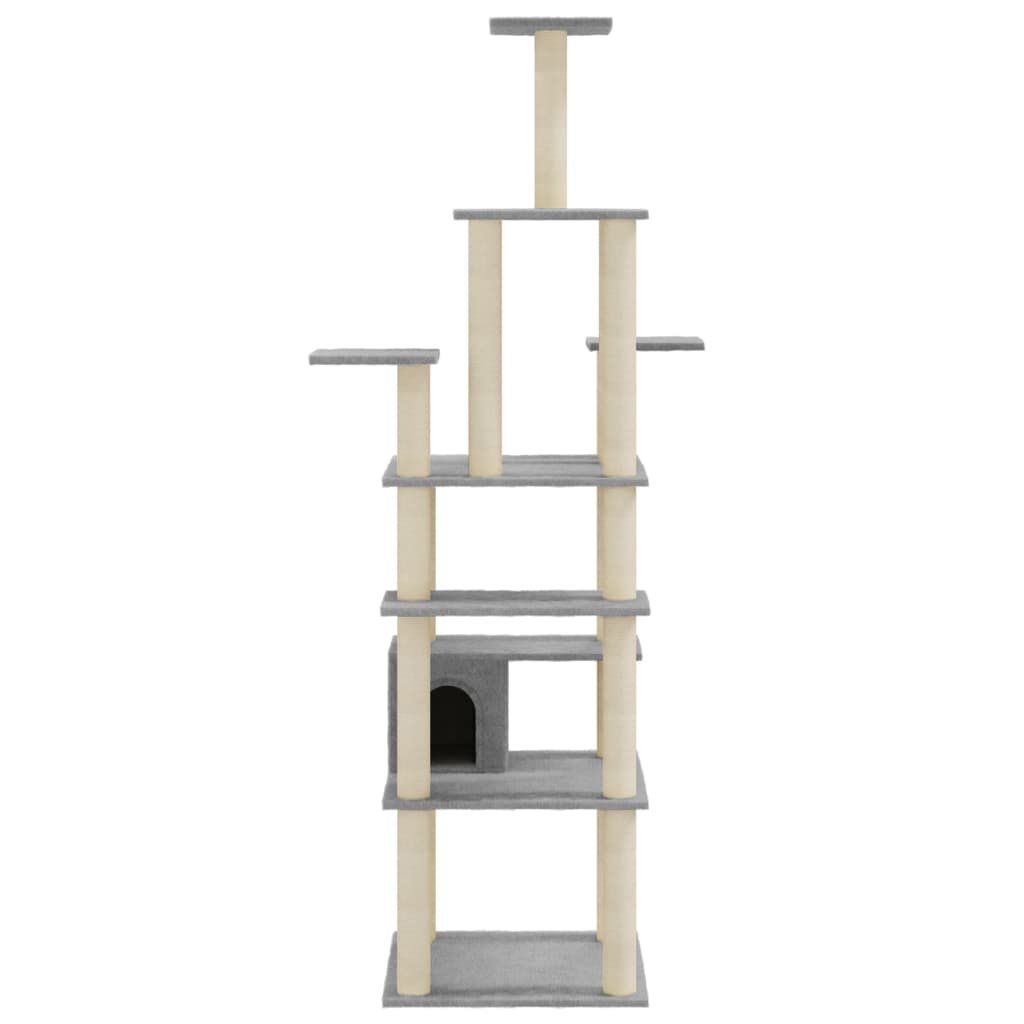 Arbre à chat XXL en bois avec niche avec panier – Gris clair – vue 4
