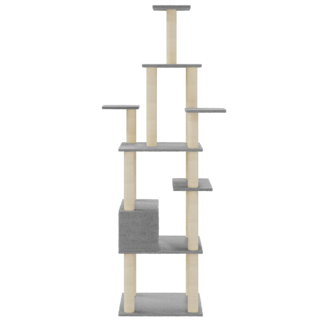 Arbre à chat XXL en bois avec niche avec panier – Gris clair – vue 5