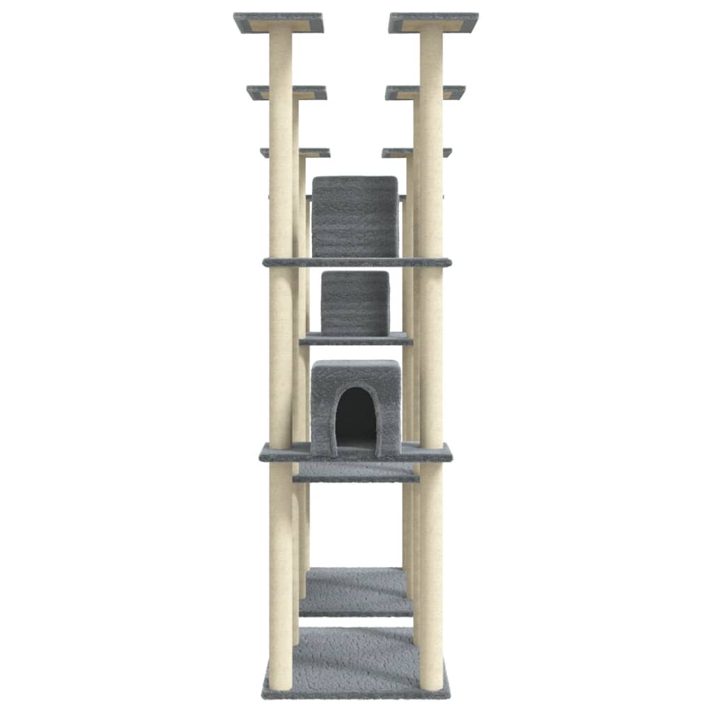 Arbre à chat en bois avec niche avec panier – Gris clair – vue 5