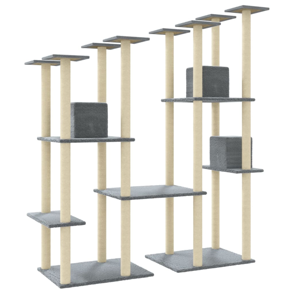 Arbre à chat en bois avec niche avec panier – Gris clair – vue 6