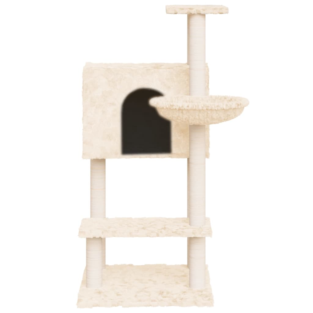 Arbre à chat en bois avec niche avec panier – Crème – 108 cm – vue 4