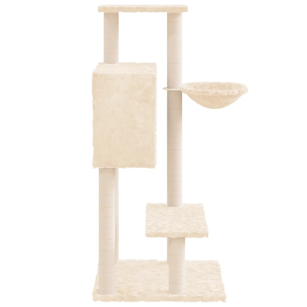 Arbre à chat en bois avec niche avec panier – Crème – 108 cm – vue 5