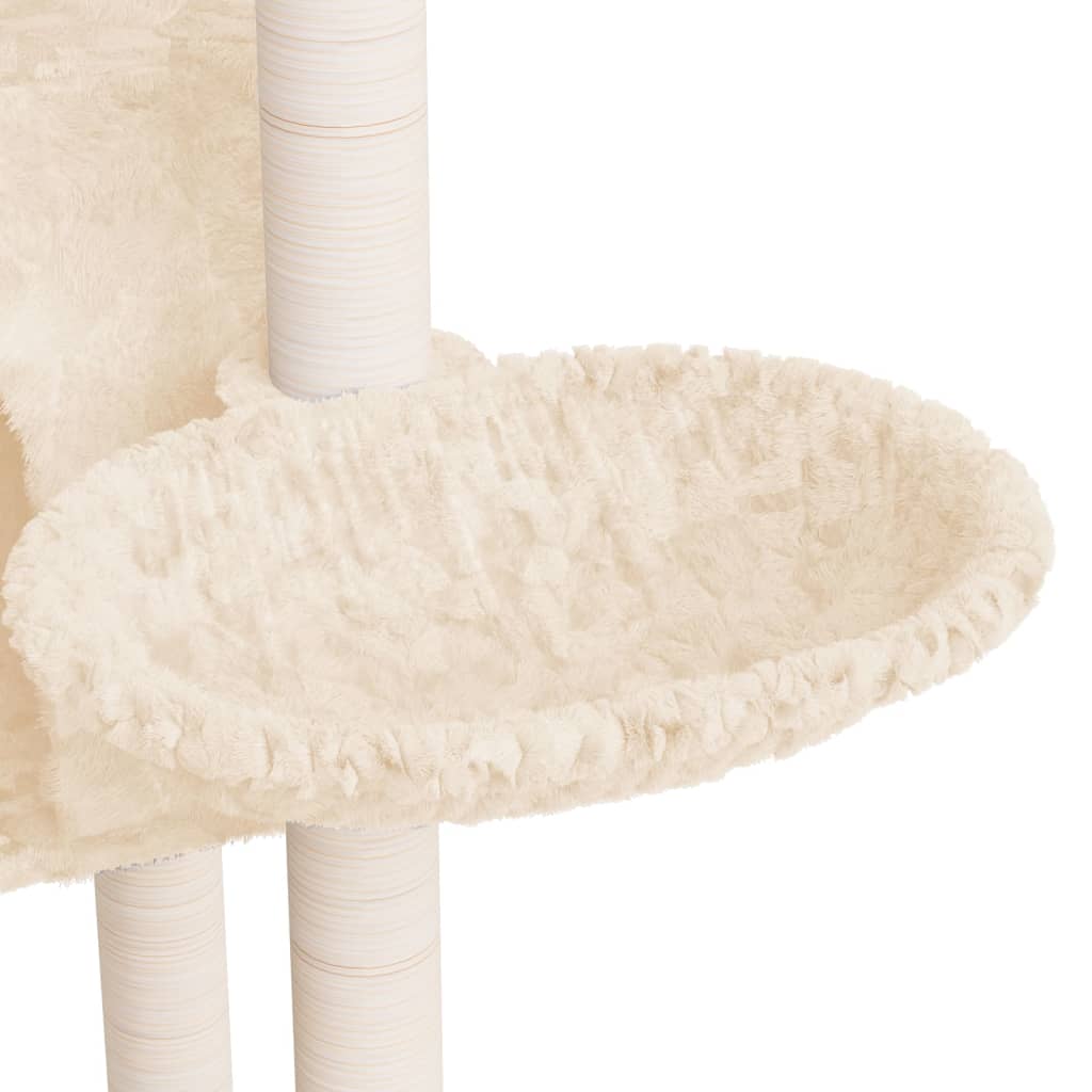 Arbre à chat en bois avec niche avec panier – Crème – 108 cm – vue 7