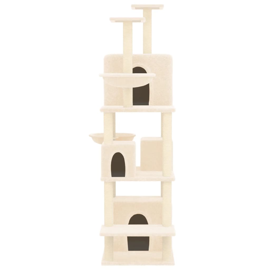 Arbre à chat XXL en bois avec niche avec hamac – Crème – 180 cm – vue 3
