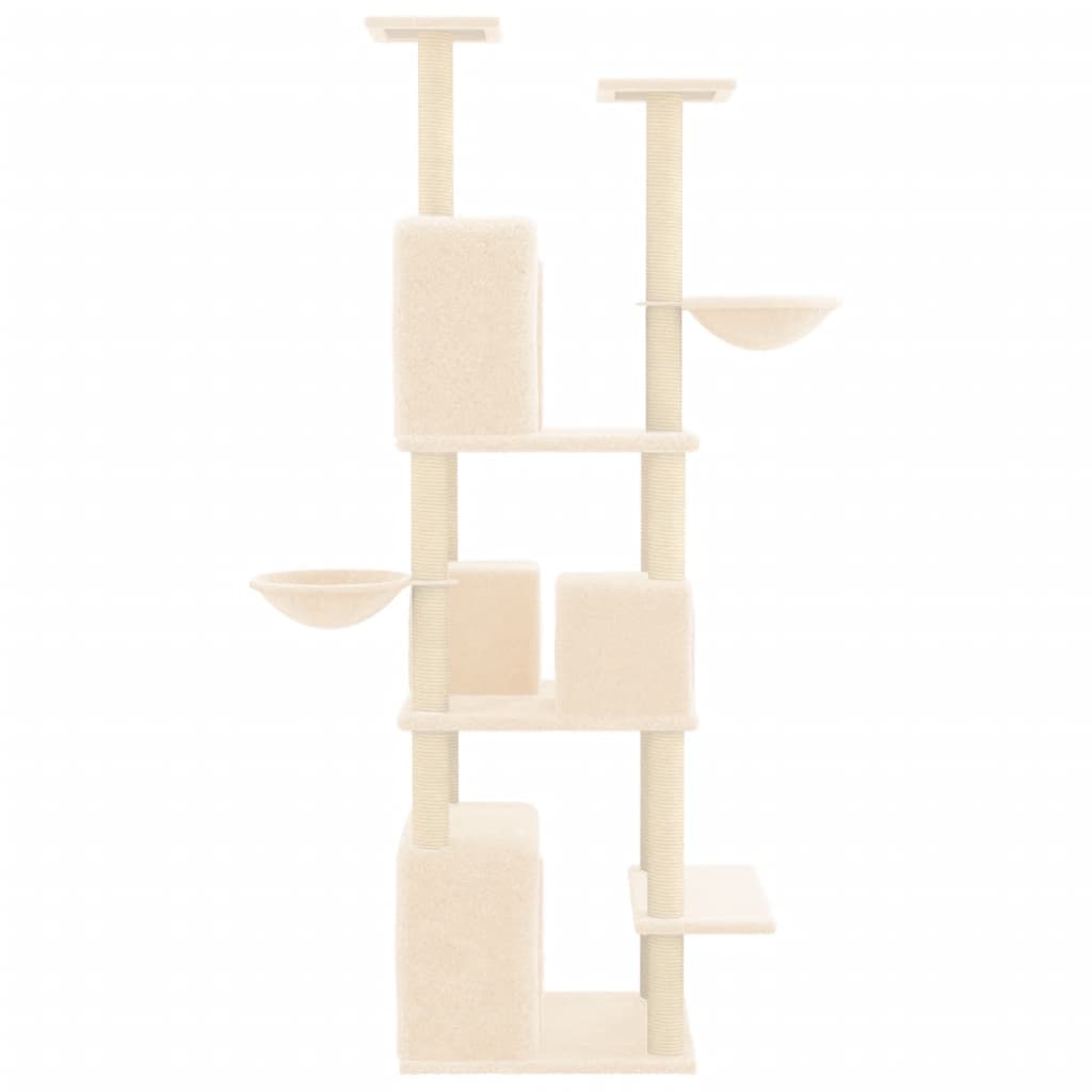 Arbre à chat XXL en bois avec niche avec hamac – Crème – 180 cm – vue 4