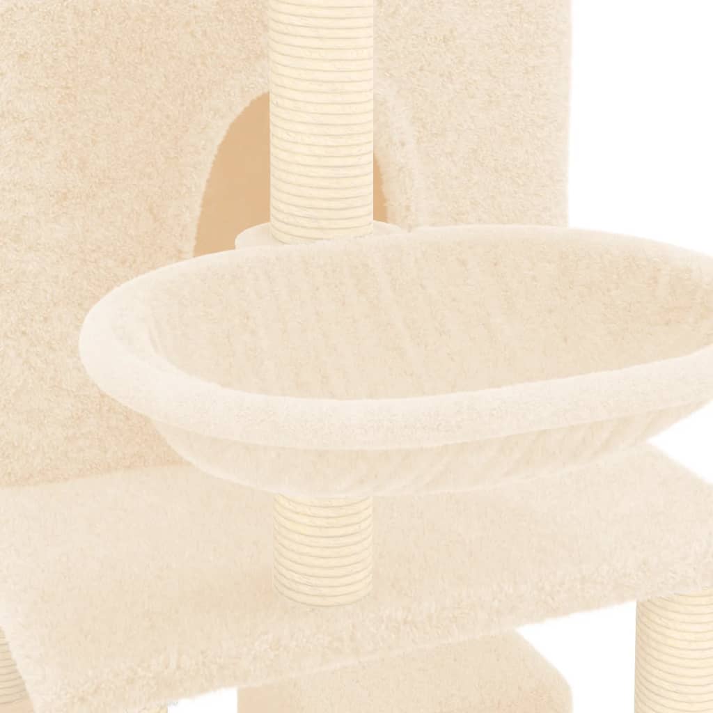 Arbre à chat XXL en bois avec niche avec hamac – Crème – 180 cm – vue 6