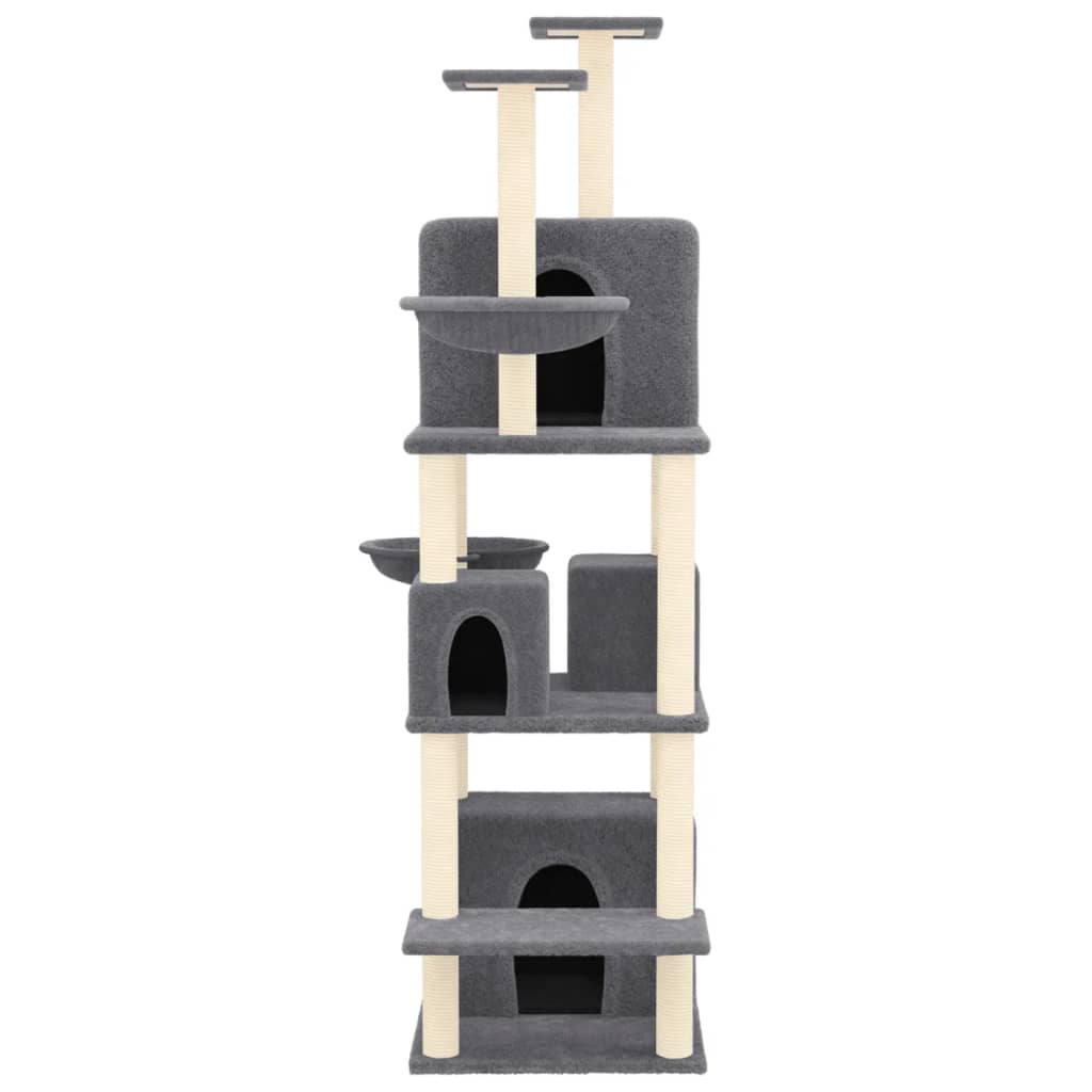 Arbre à chat XXL en bois avec niche avec hamac – Gris foncé – 180 cm – vue 3