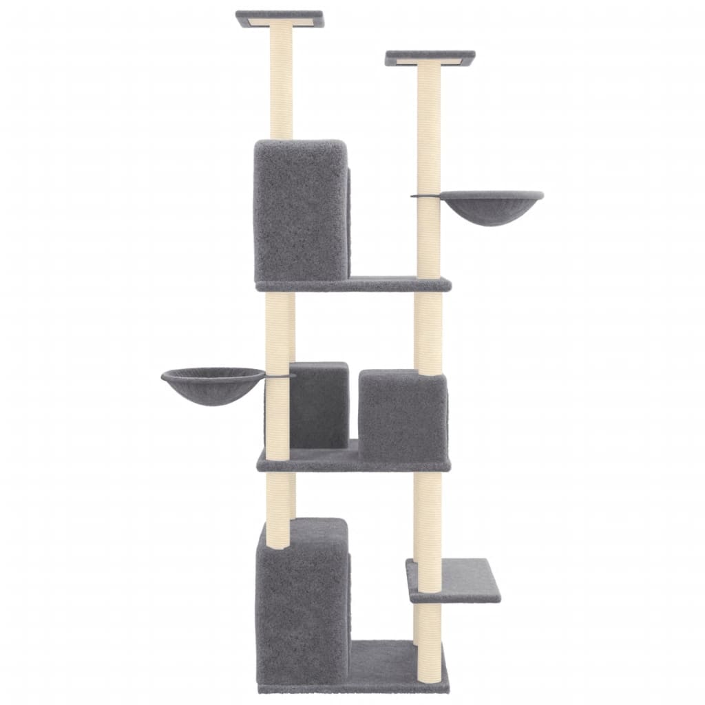 Arbre à chat XXL en bois avec niche avec hamac – Gris foncé – 180 cm – vue 4