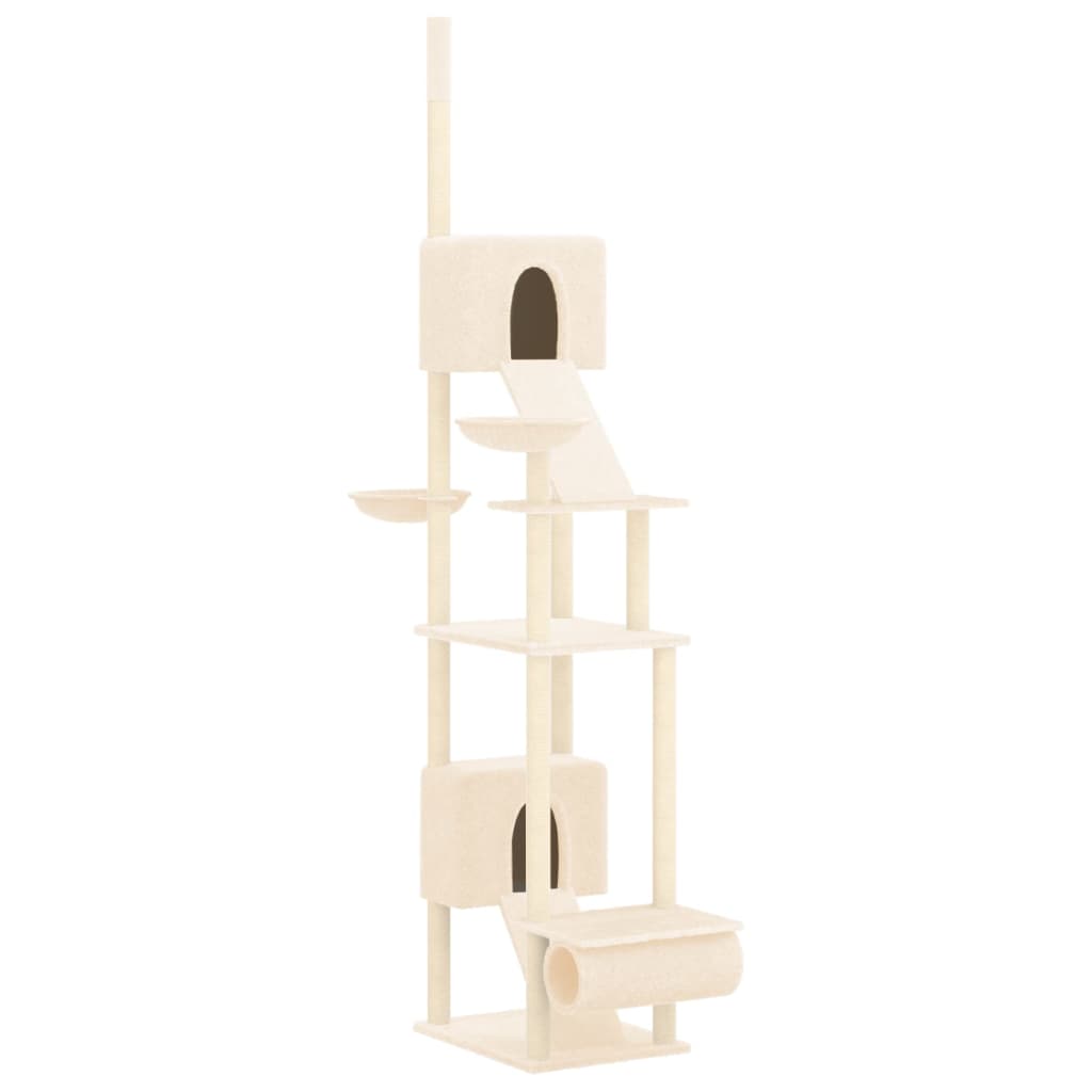Arbre à chat sol-plafond en bois avec niche – Crème – 303 cm – vue 2