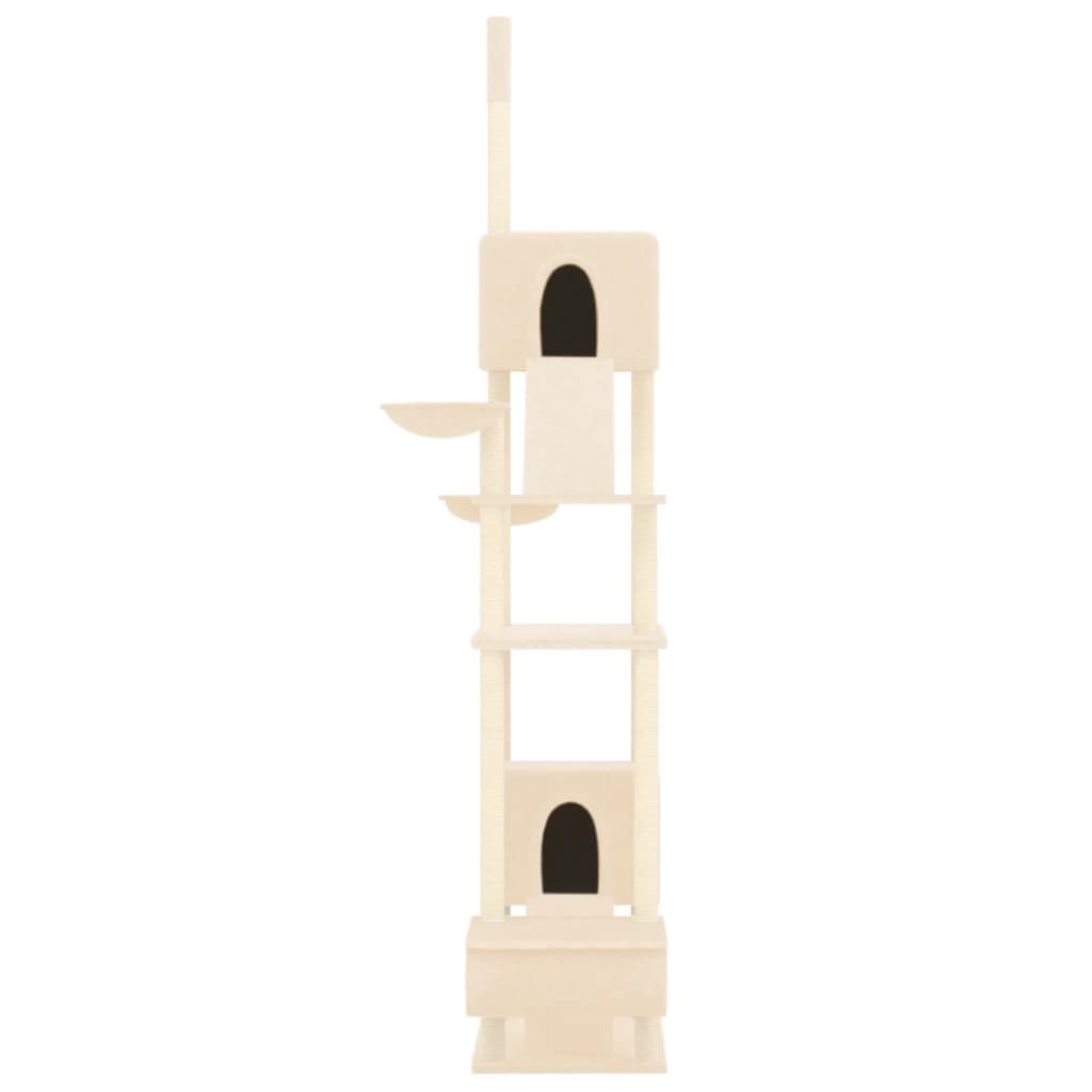 Arbre à chat sol-plafond en bois avec niche – Crème – 303 cm – vue 3
