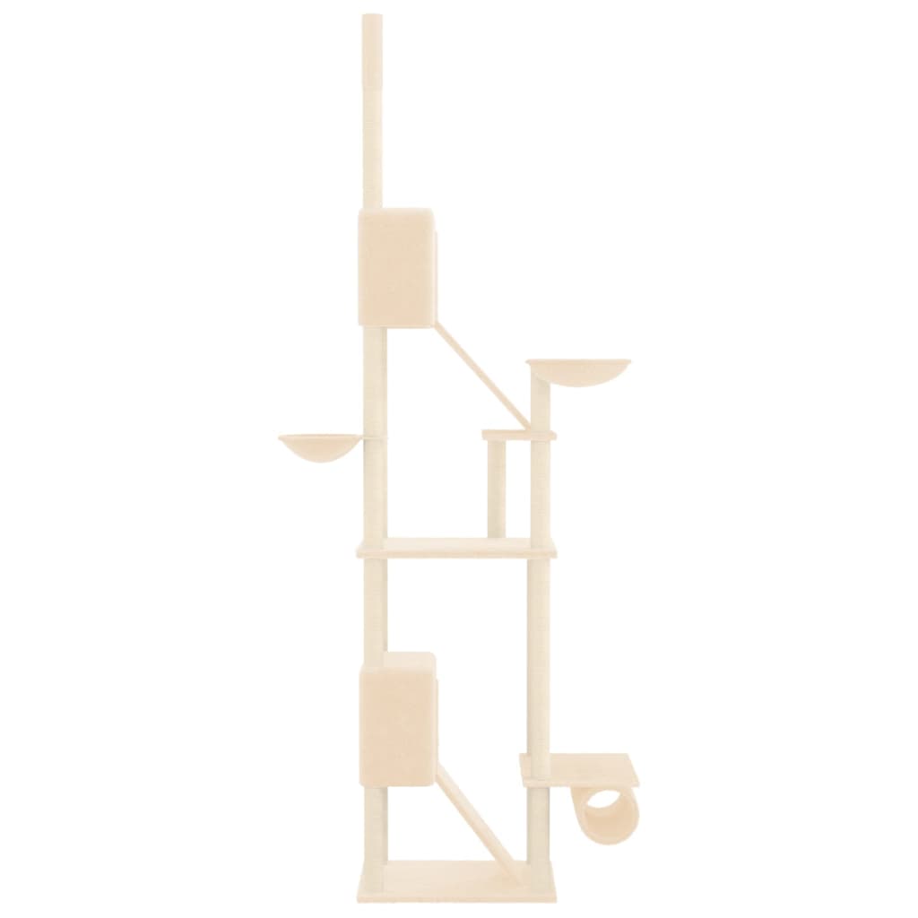Arbre à chat sol-plafond en bois avec niche – Crème – 303 cm – vue 4
