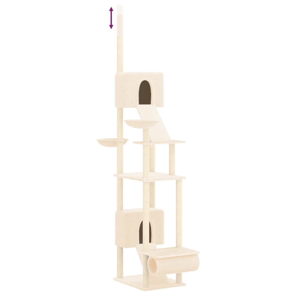 Arbre à chat sol-plafond en bois avec niche – Crème – 303 cm – vue 6