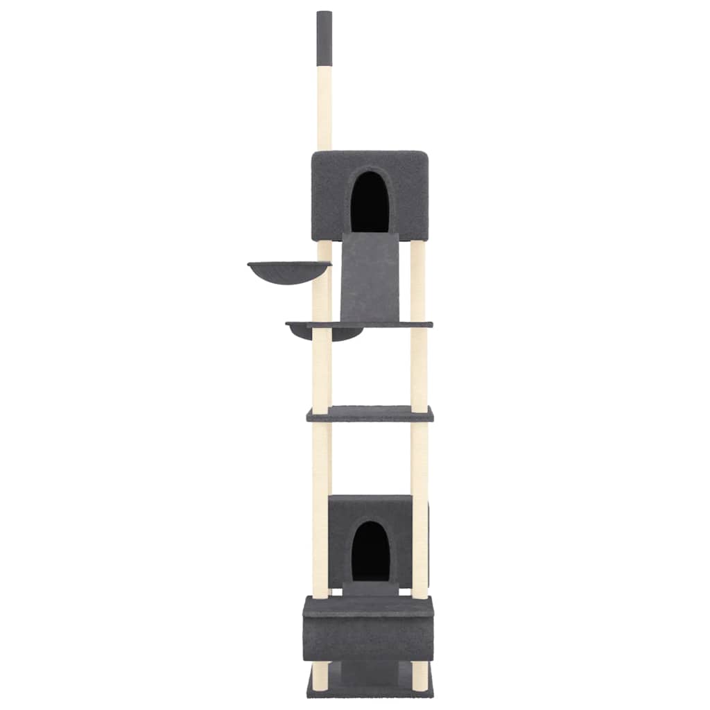 Arbre à chat sol-plafond en bois avec niche – Gris foncé – 303 cm – vue 3