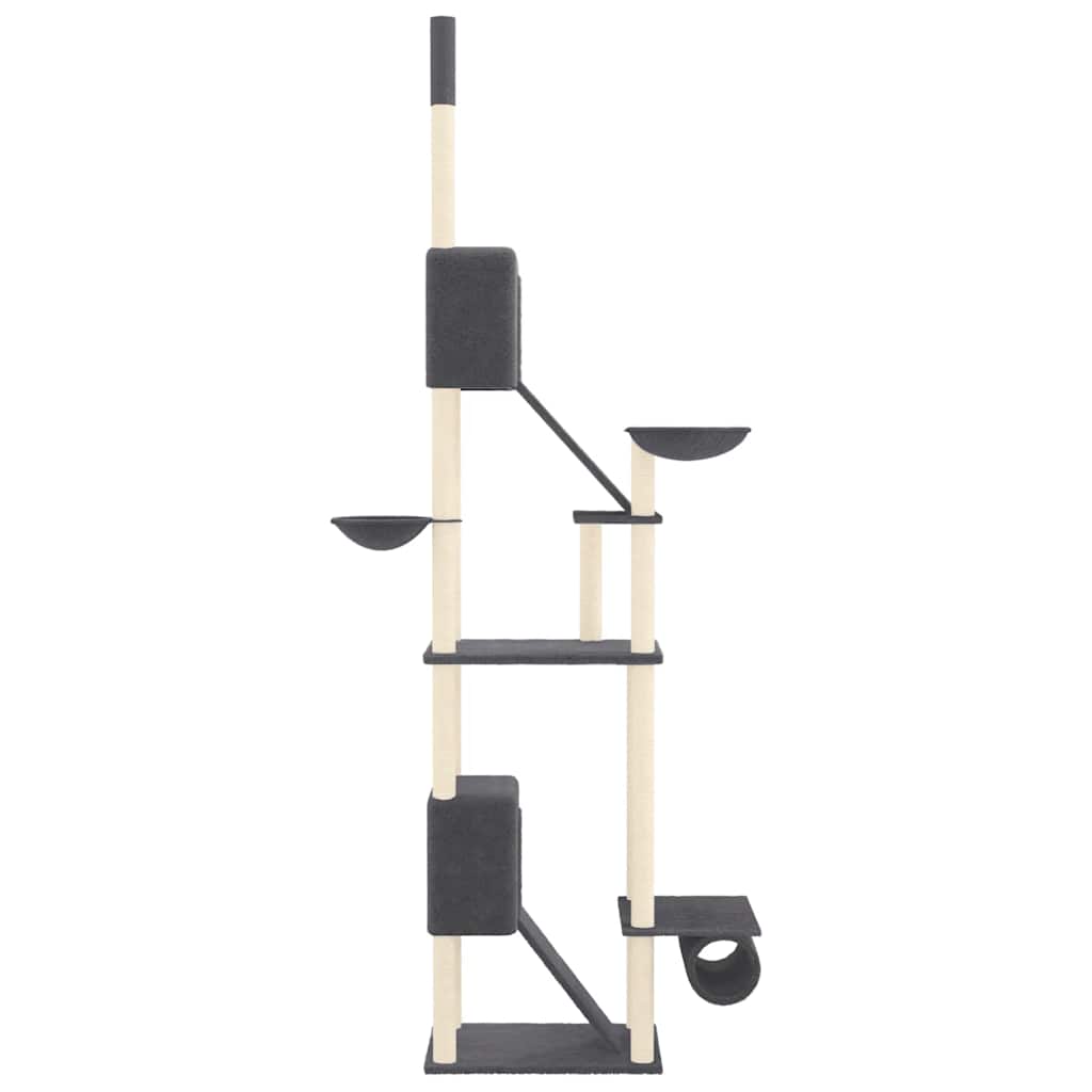 Arbre à chat sol-plafond en bois avec niche – Gris foncé – 303 cm – vue 4