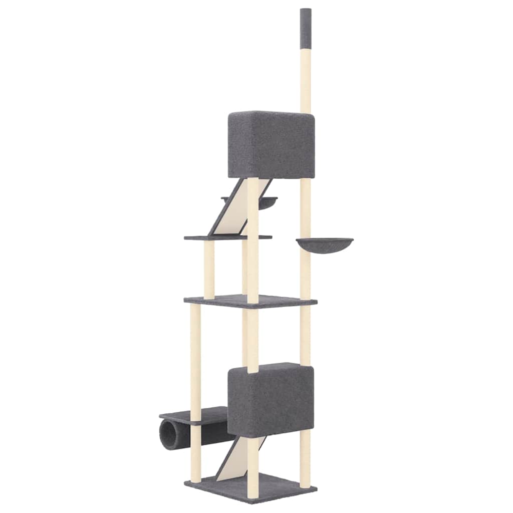 Arbre à chat sol-plafond en bois avec niche – Gris foncé – 303 cm – vue 5