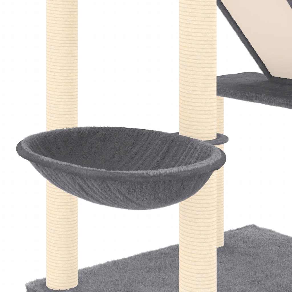 Arbre à chat sol-plafond en bois avec niche – Gris foncé – 303 cm – vue 8
