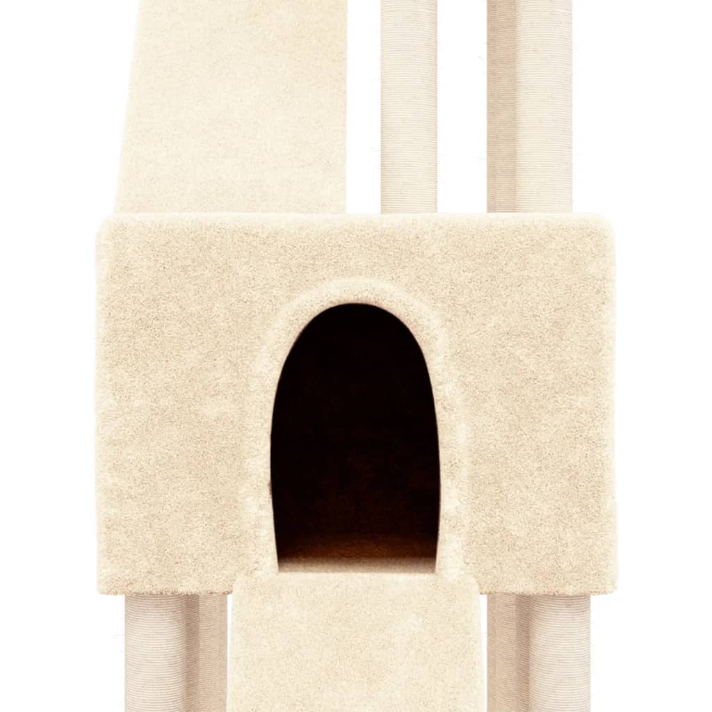 Arbre à chat XXL en bois avec niche – Crème – 190 cm – vue 6