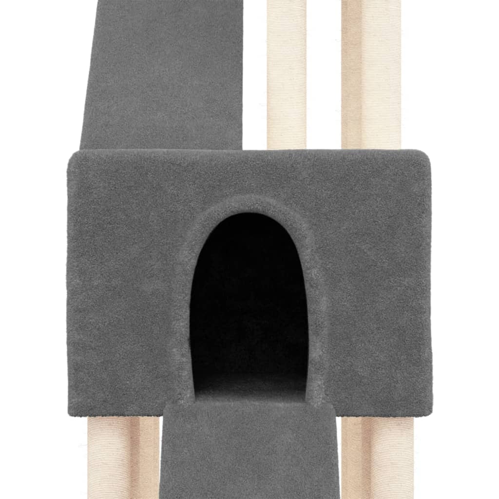 Arbre à chat XXL en bois avec niche – Gris foncé – 190 cm – vue 6