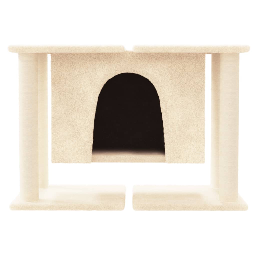 Petit arbre à chat en bois avec niche – Crème – 50 cm – vue 3