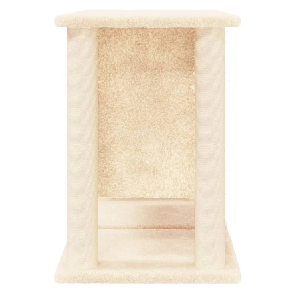 Petit arbre à chat en bois avec niche – Crème – 50 cm – vue 4