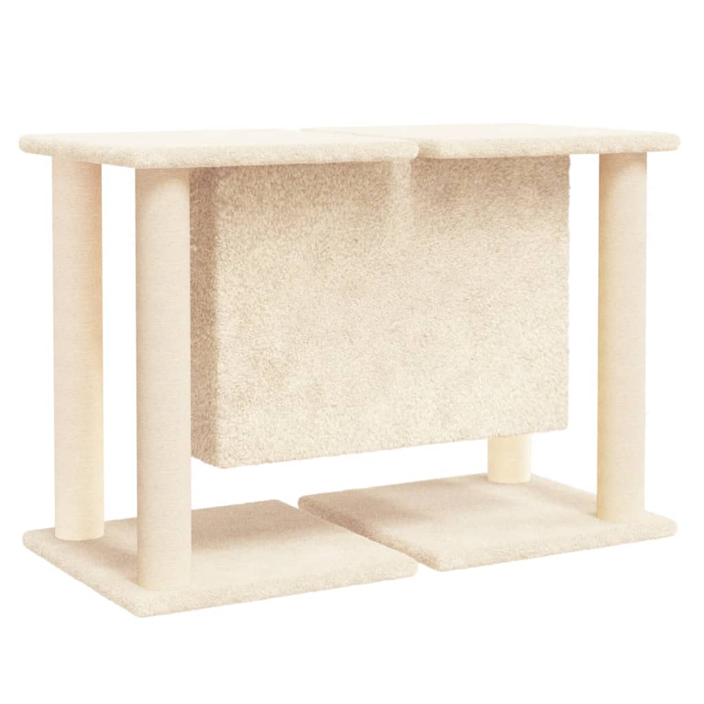 Petit arbre à chat en bois avec niche – Crème – 50 cm – vue 5