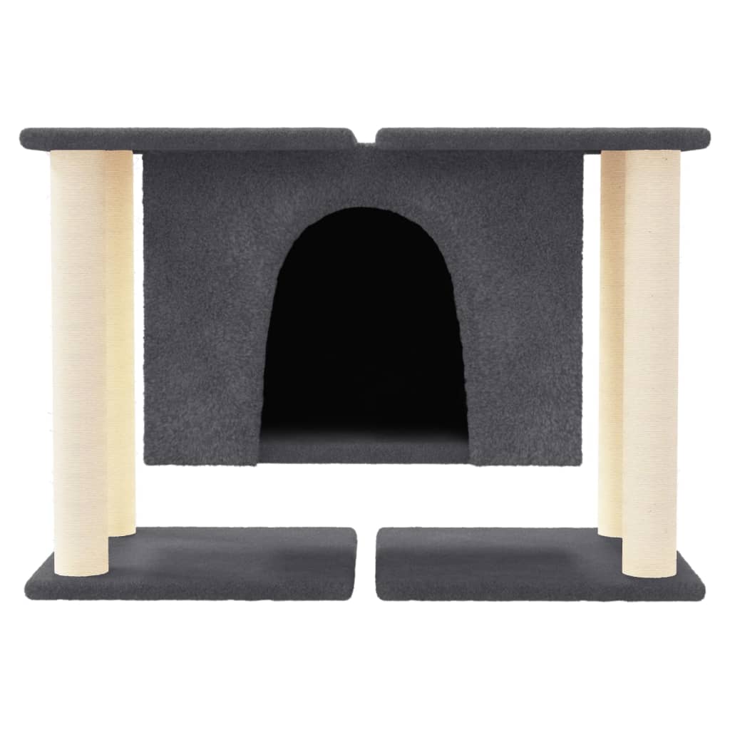 Petit arbre à chat en bois avec niche – Gris foncé – 50 cm – vue 3