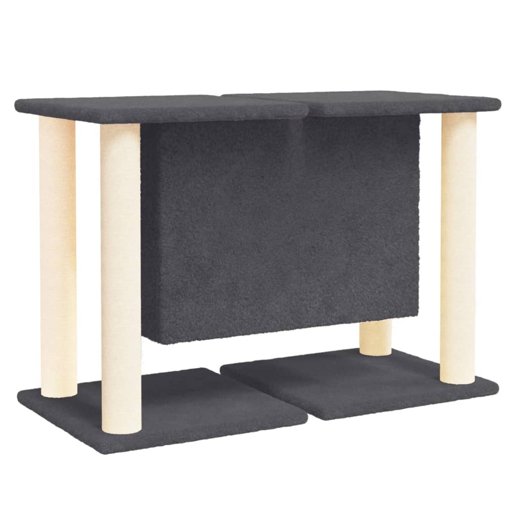 Petit arbre à chat en bois avec niche – Gris foncé – 50 cm – vue 5