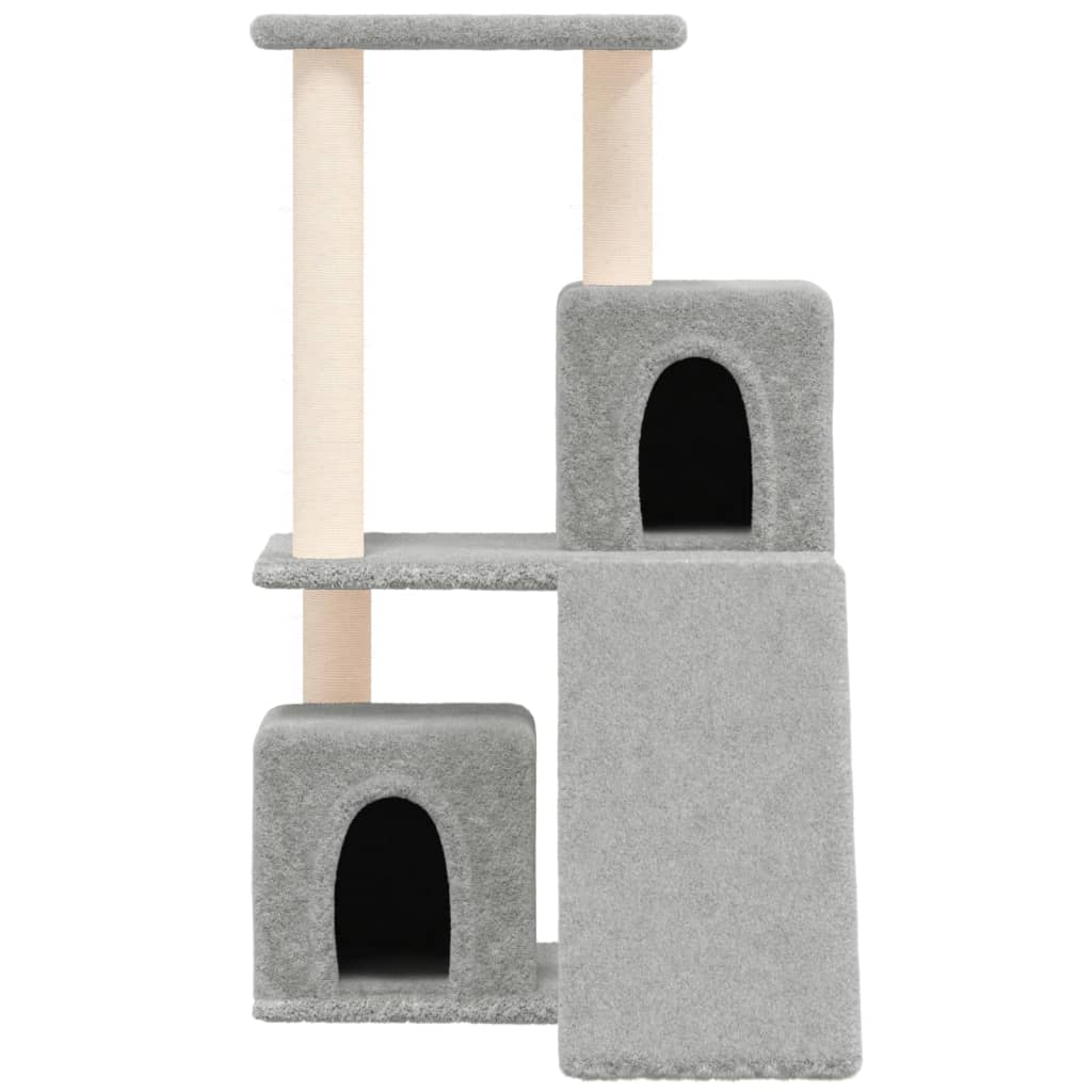 Petit arbre à chat en bois avec niche – Gris clair – 82 cm – vue 3