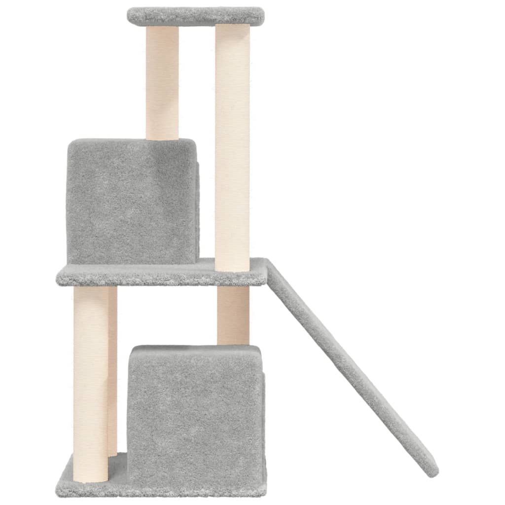 Petit arbre à chat en bois avec niche – Gris clair – 82 cm – vue 4