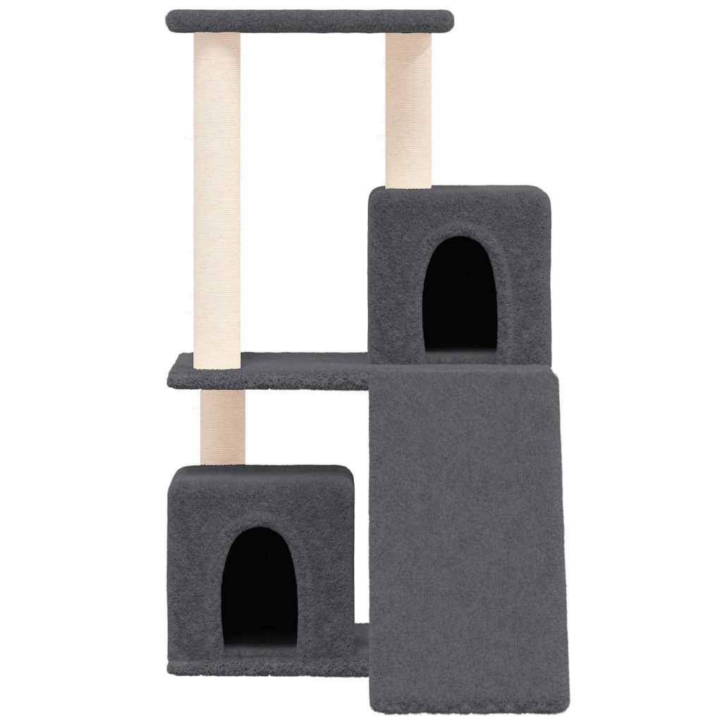 Petit arbre à chat en bois avec niche – Gris foncé – 82 cm – vue 3