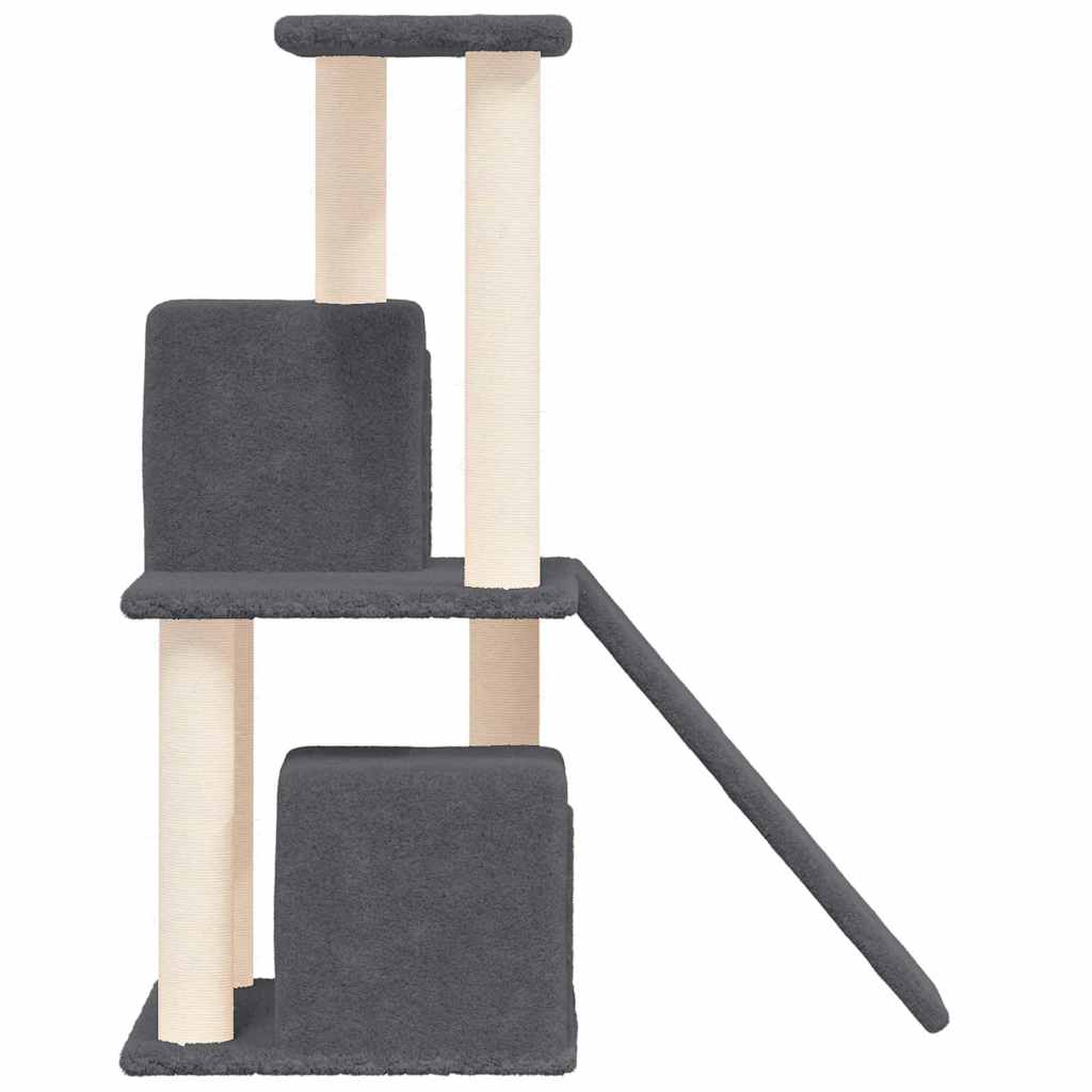 Petit arbre à chat en bois avec niche – Gris foncé – 82 cm – vue 4